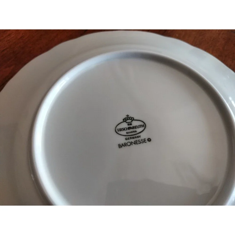 Set Lot 6x Tirschenreuth Baronesse Salad Dessert Plate 8.3” Wht Germany Bavaria